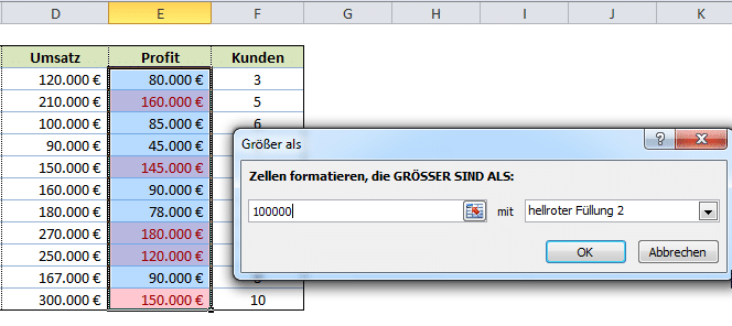 Bedingte Formatierung in Excel