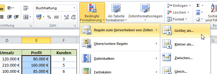 Bedingte Formatierung in Excel