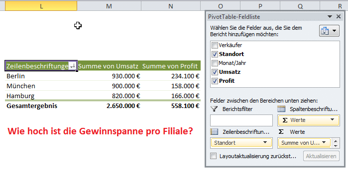 Excel berechnete Felder