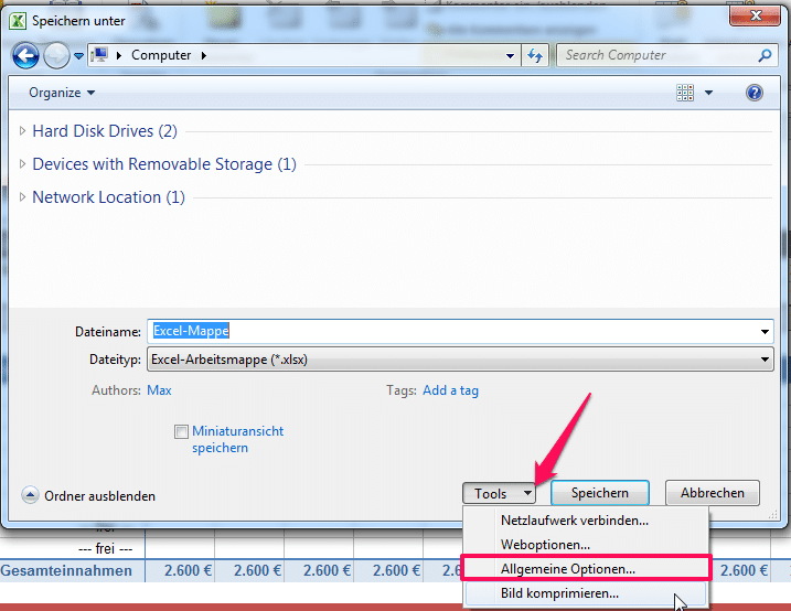 Excel Datei Passwort