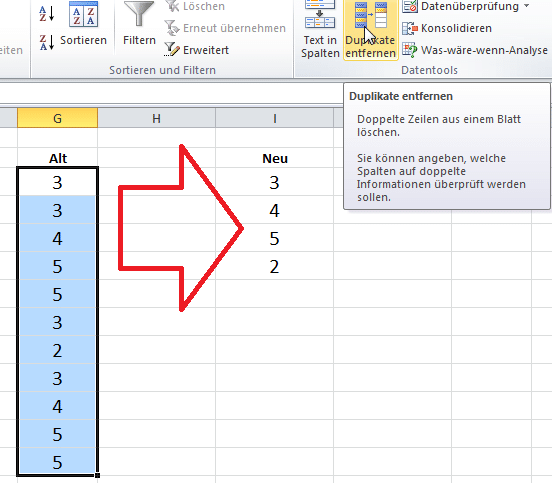 Excel Duplikate entfernen