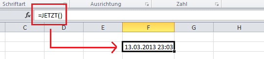 Excel jetzt Formel