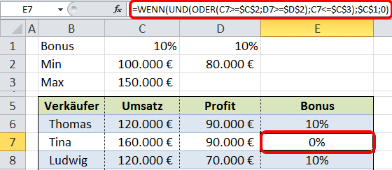 Excel wenn oder und