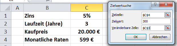 Excel Zielwertsuche