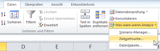 Excel Zielwertsuche