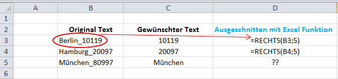 Profi-Tipp: Text aus Zellen ausschneiden mit LÄNGE / LINKS / RECHTS