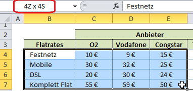 Schnelltipp Spalte finden