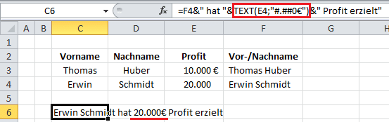 Zellen verbinden Excel Text formatieren